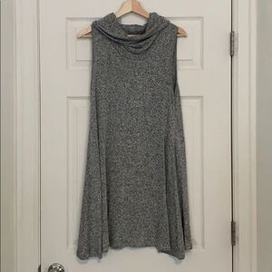 Grey Loose Turleneck Midi Dress
